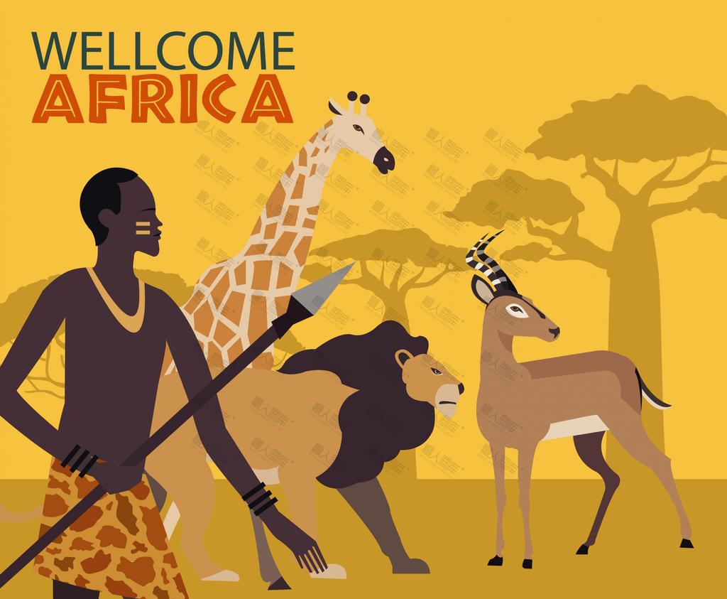 非洲部落卡通插画