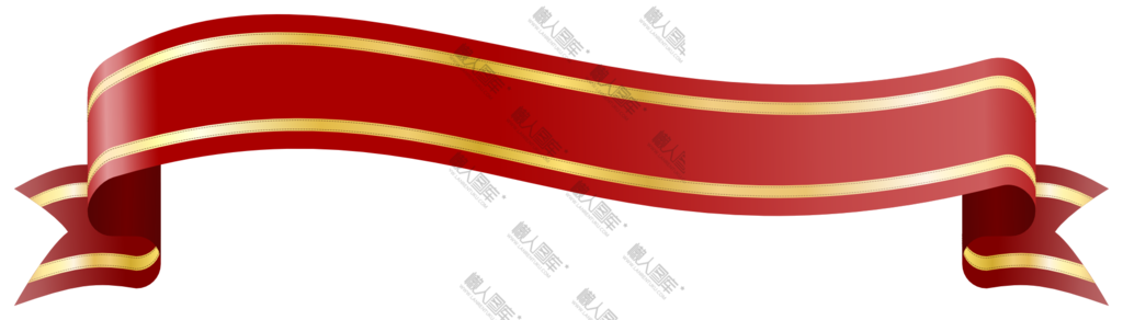 红色丝带标题装饰