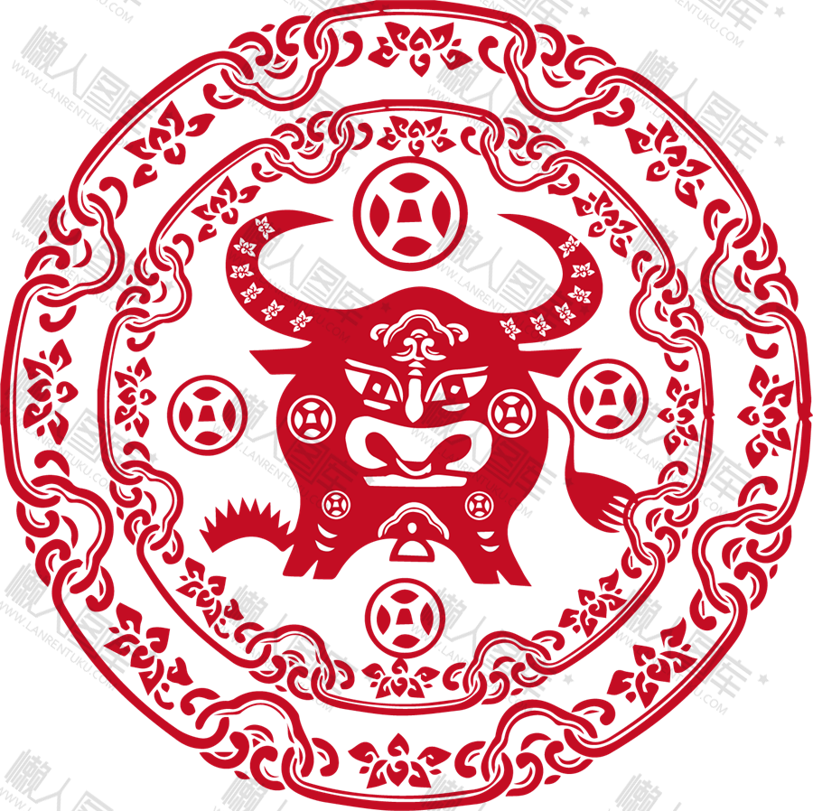 牛年生肖剪纸模板图1