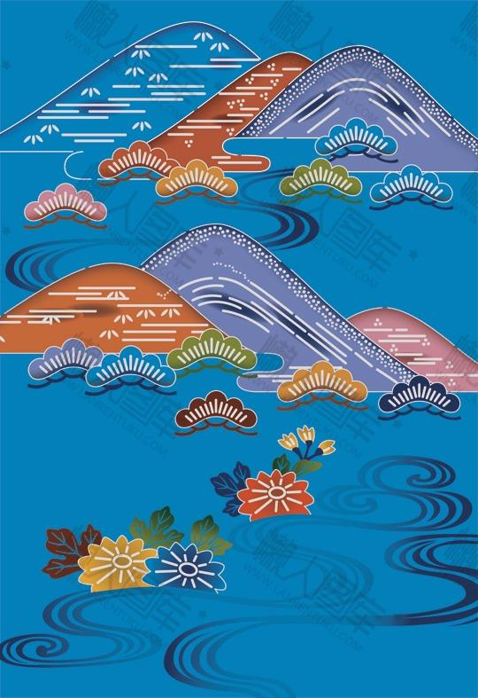 日式图案远山背景图片