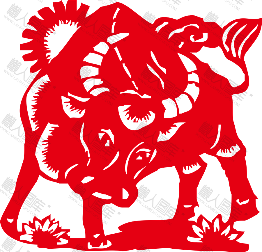 牛年窗花图案图1