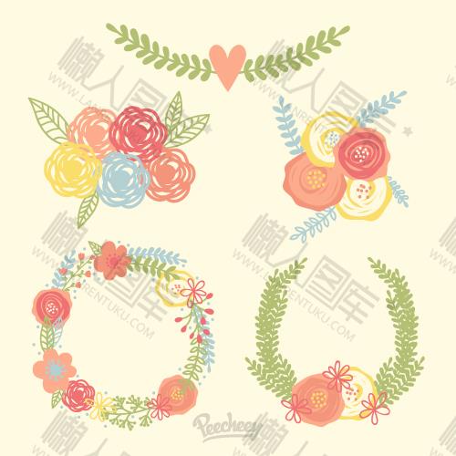 手绘玫瑰花花环图片图1
