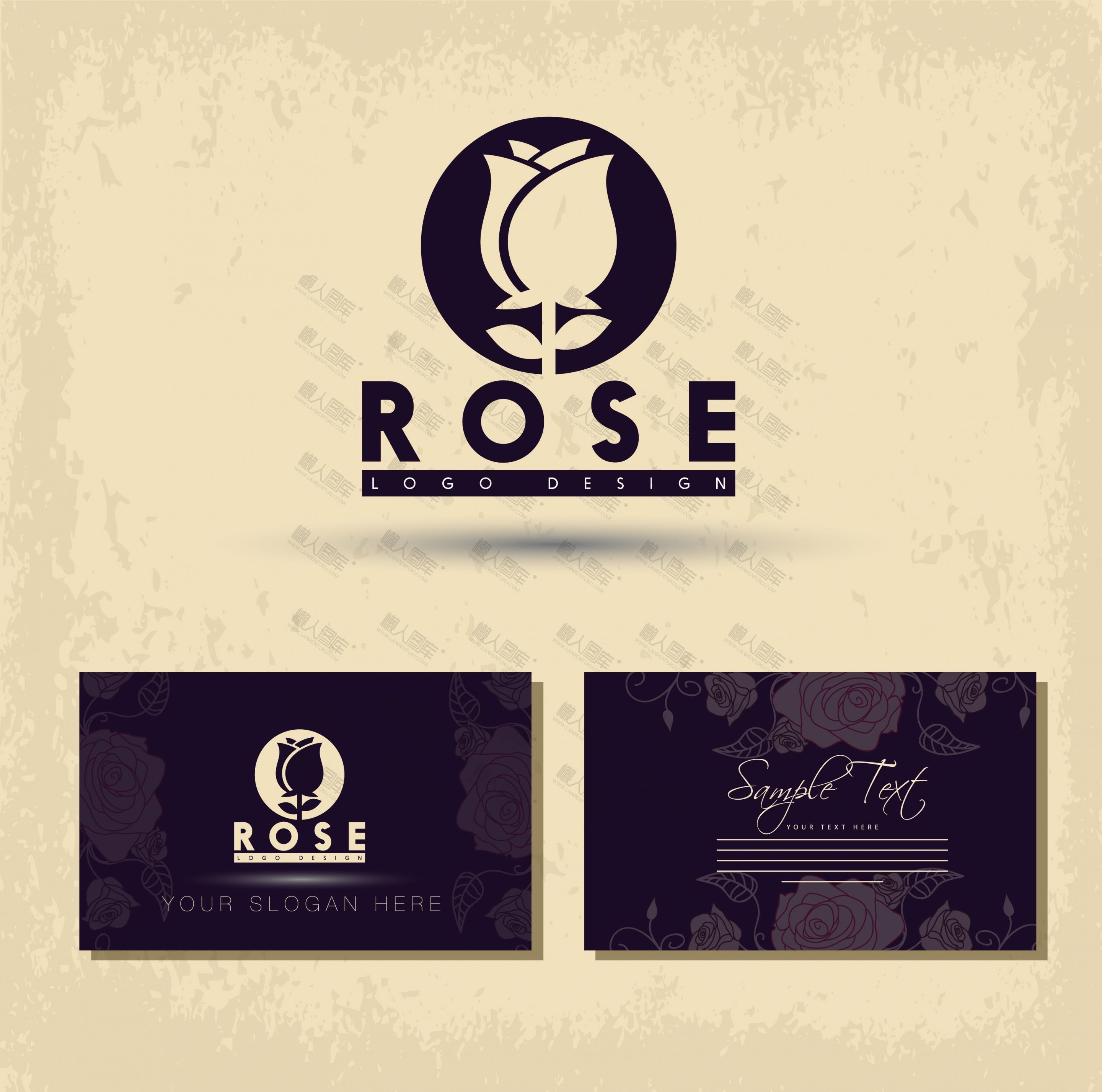 创意玫瑰花logo图标