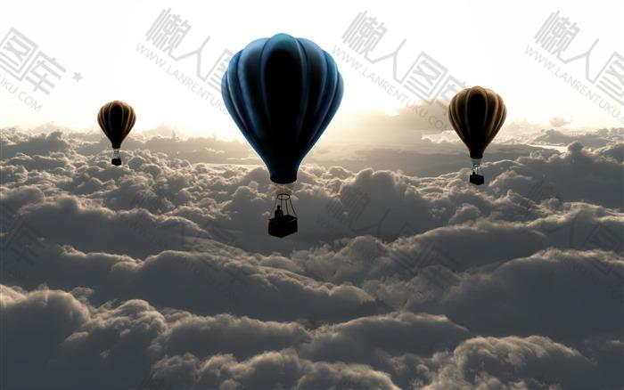 天空云层降落伞摄影图