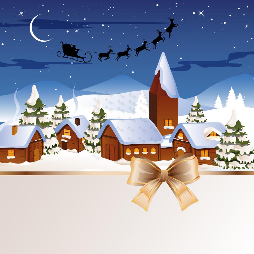 圣诞节雪屋背景图片