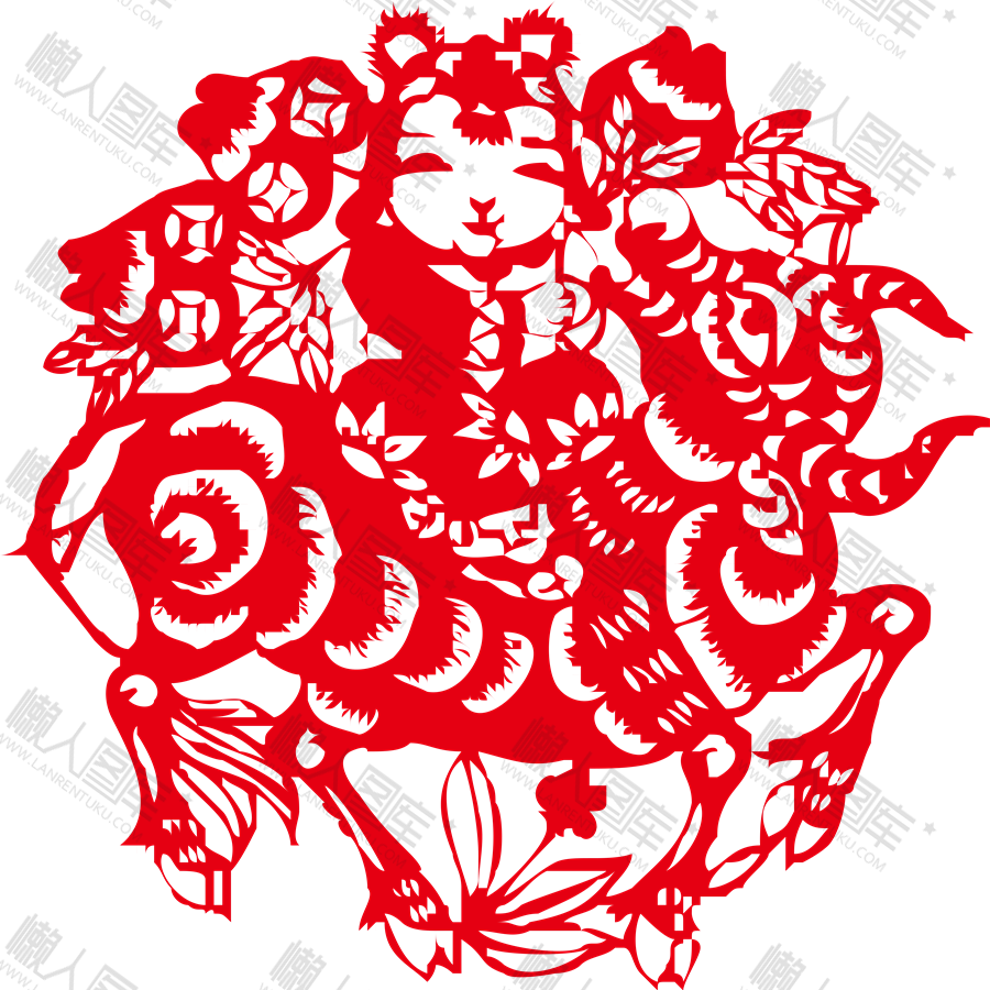 过年牛年窗花剪纸图1