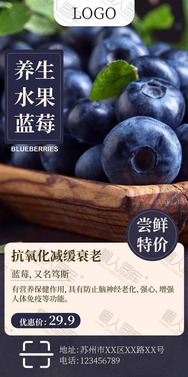 养生水果蓝莓海报