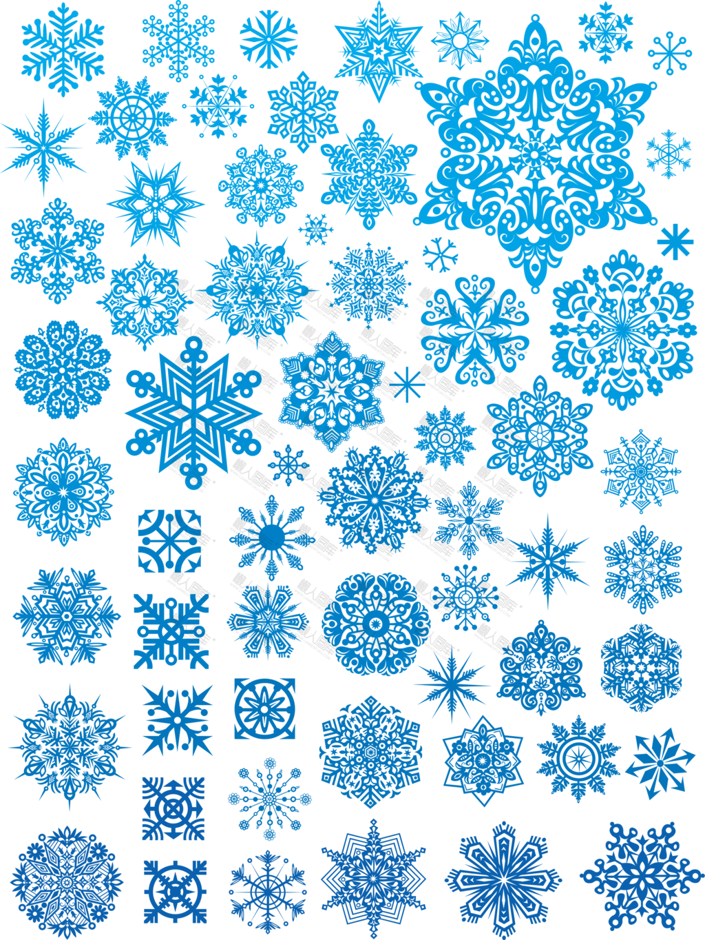 圣诞节蓝色矢量雪花图案图1