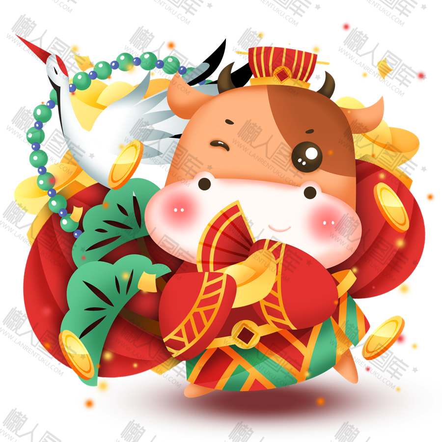 牛年海报装饰插画图1