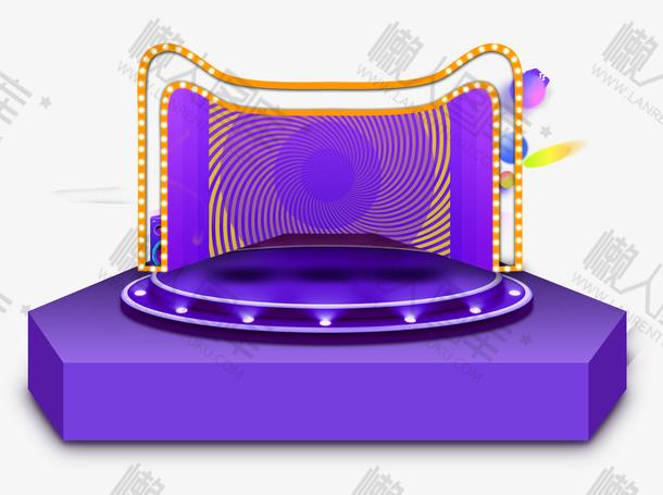 双十二紫色立体舞台矢量图片
