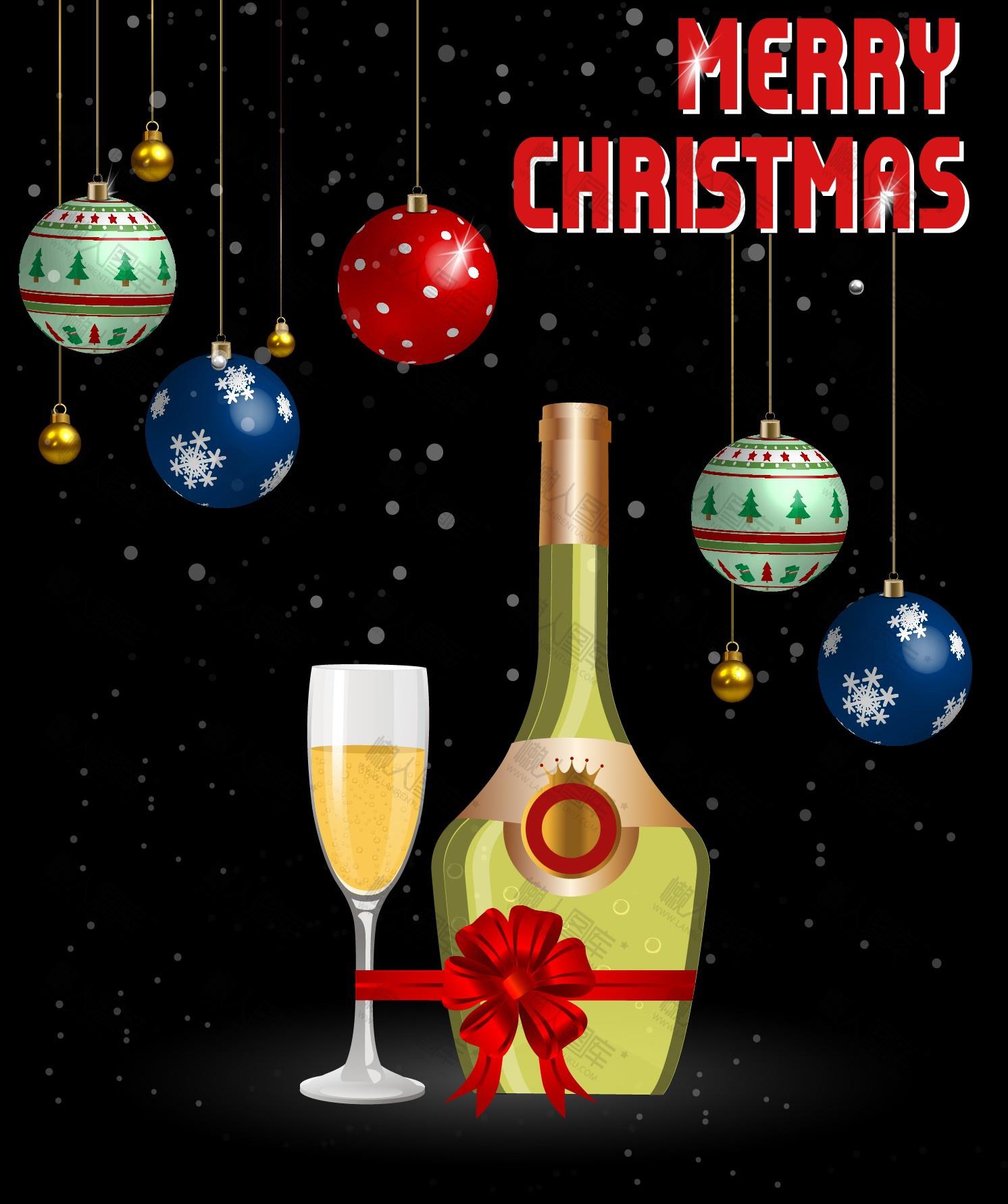 圣诞节香槟饮料装饰图案