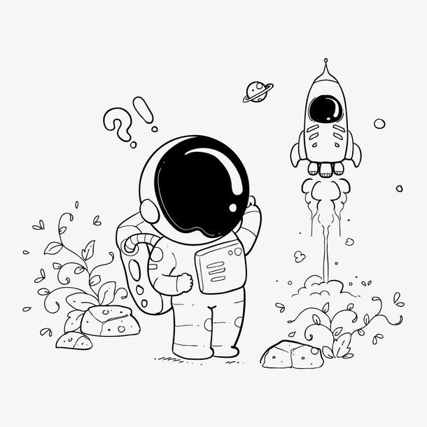 卡通手绘宇航员装饰图案