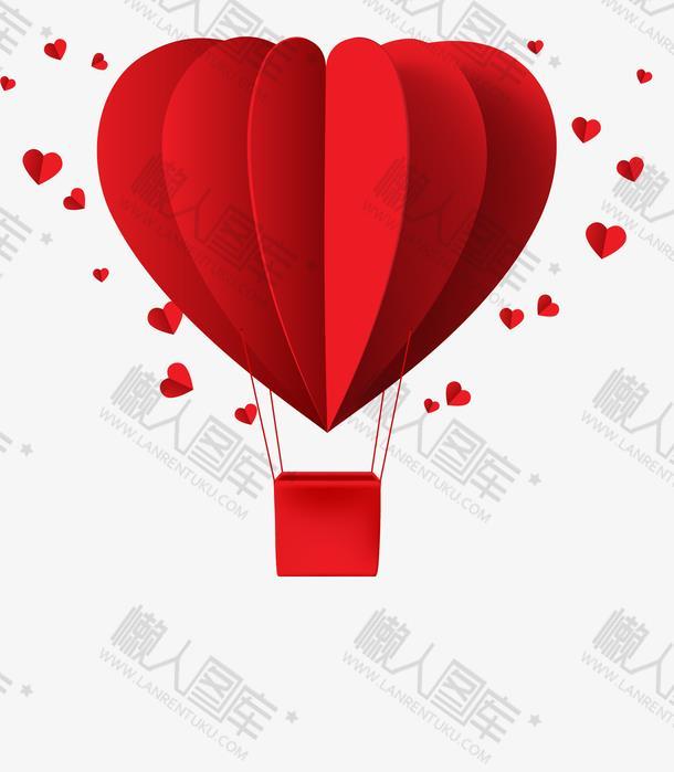 红色爱心热气球矢量
