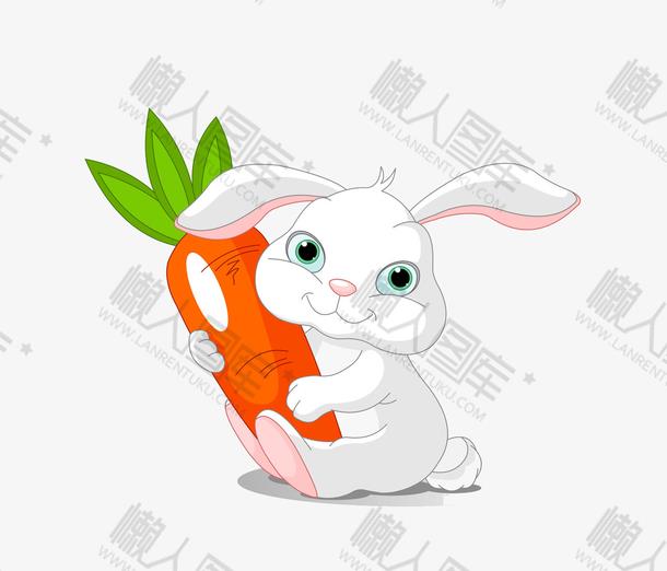兔子抱萝卜卡通插画图片