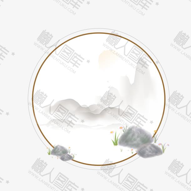 手绘山水画矢量图1