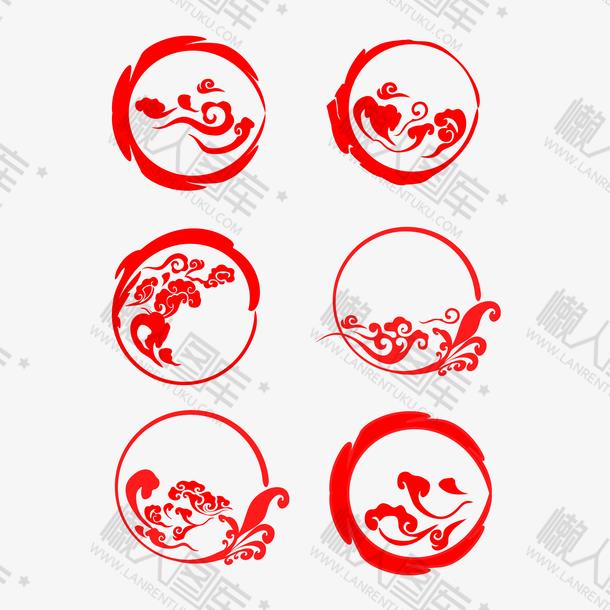 复古红色祥云图片图1