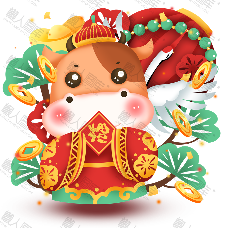 可爱牛年贴纸图1
