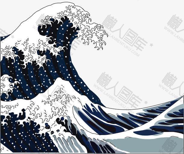 日本海浪花纹矢量图