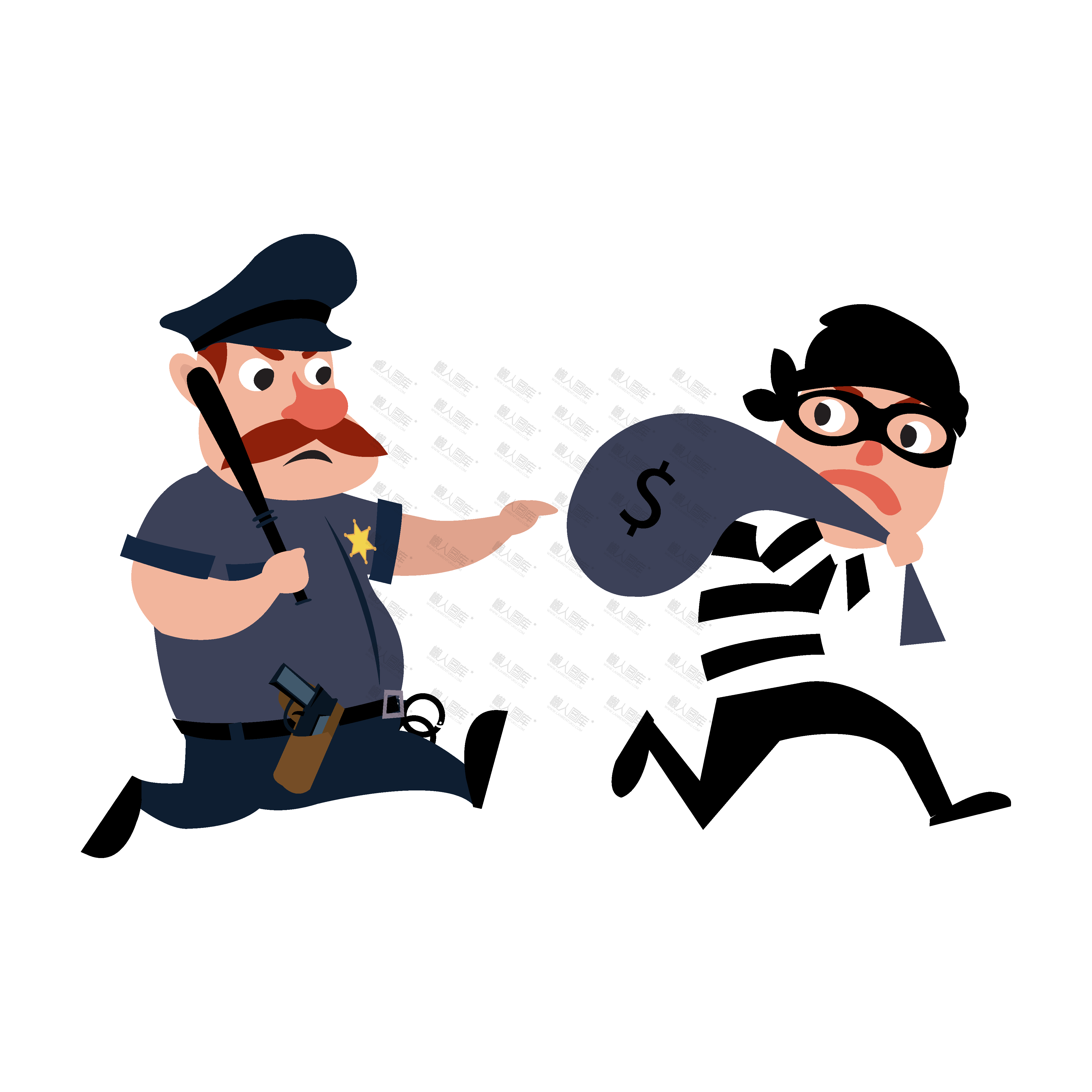 卡通警察与小偷图片