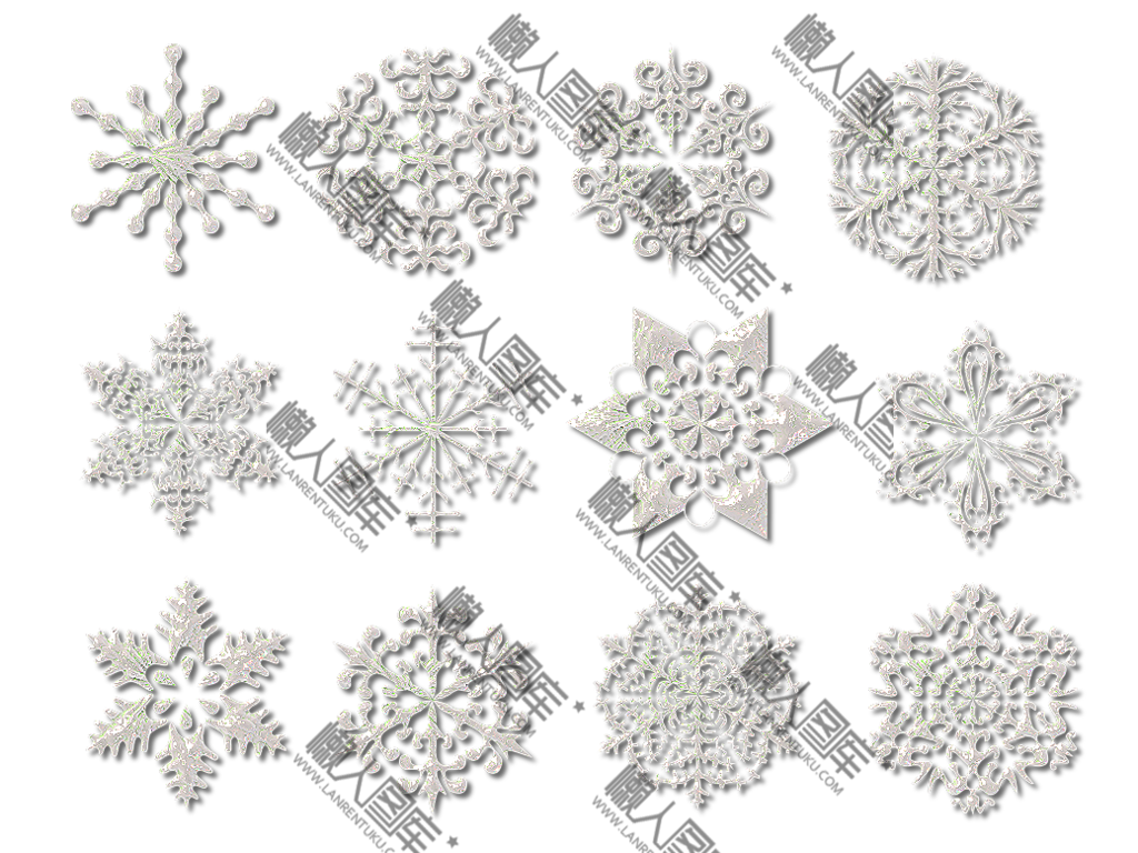 12种雪花图案矢量图