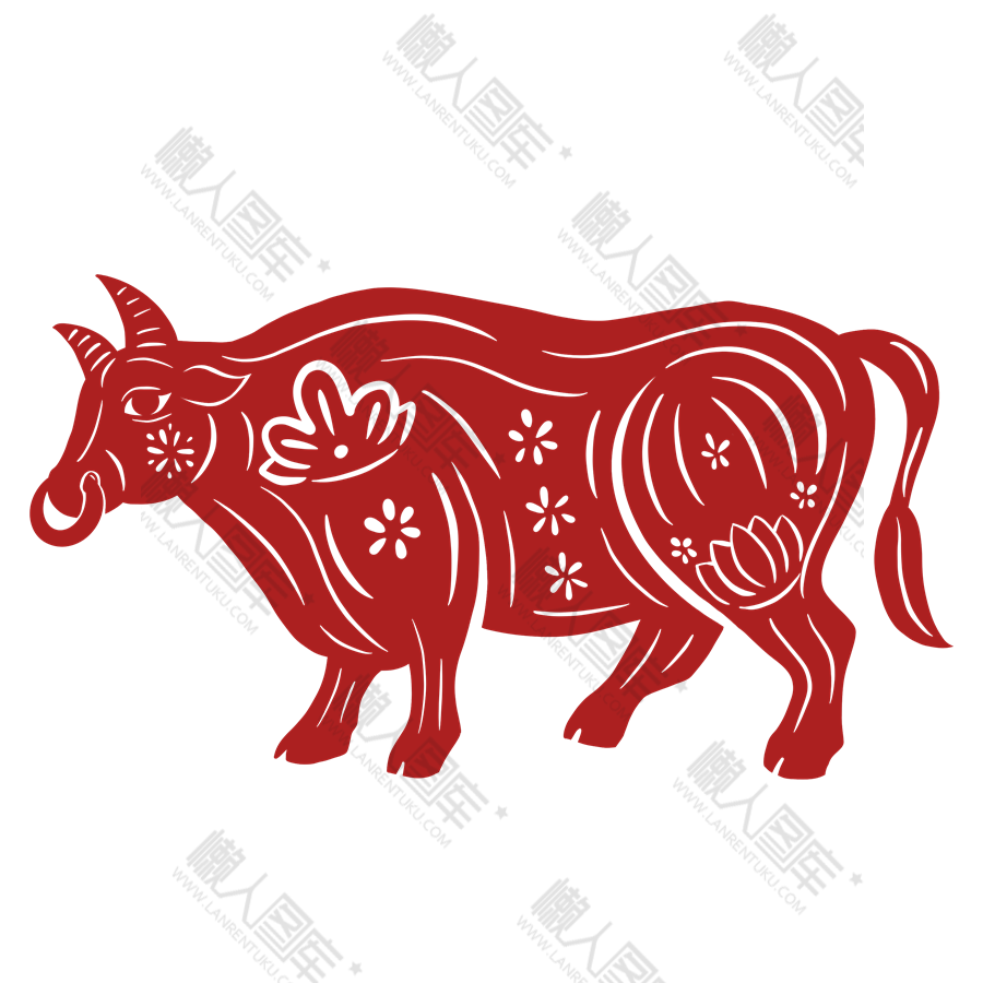 2021牛年剪纸图案图1
