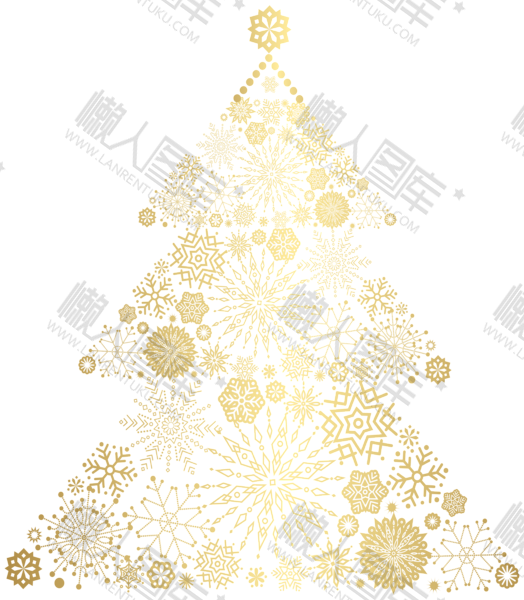 金色圣诞树剪纸图案