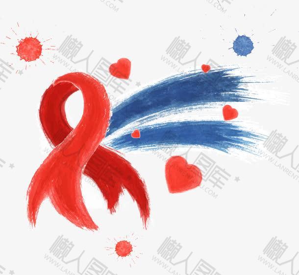 手绘红丝带艾滋病日元素