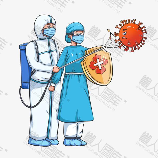 医护人员抗击新冠病毒插画