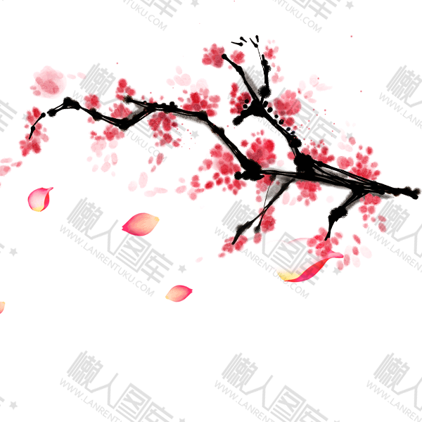 水彩手绘桃花图1