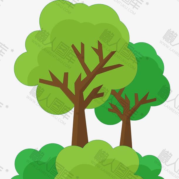 绿色树木卡通矢量图片