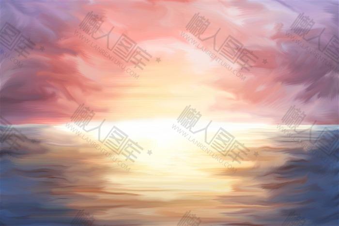 落日油画背景图