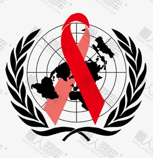 世界艾滋病日红丝带徽章矢量图片