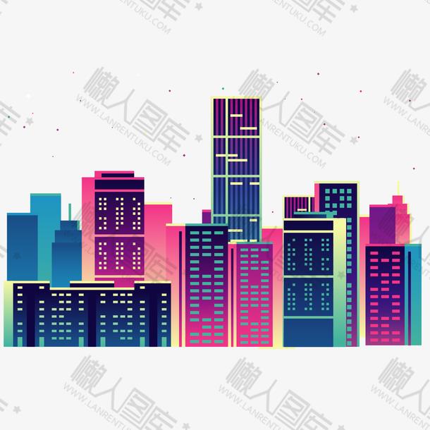 城市建筑风景剪影画图1