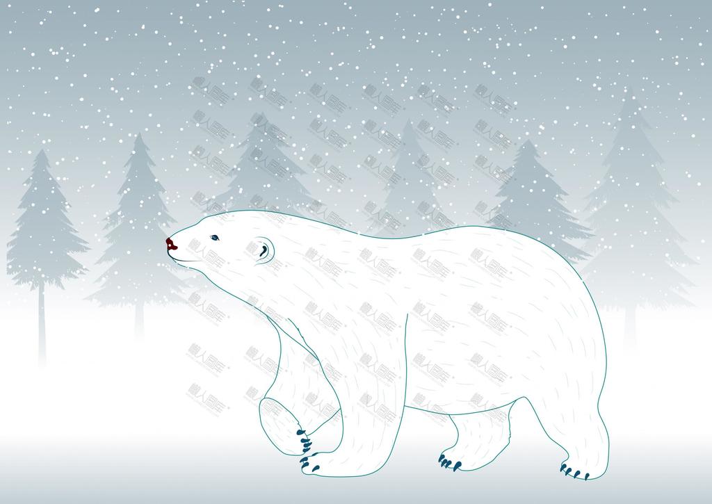 北极熊卡通插画