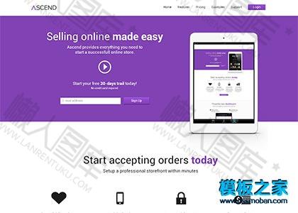 紫色响应式互联网产品网页模板图2