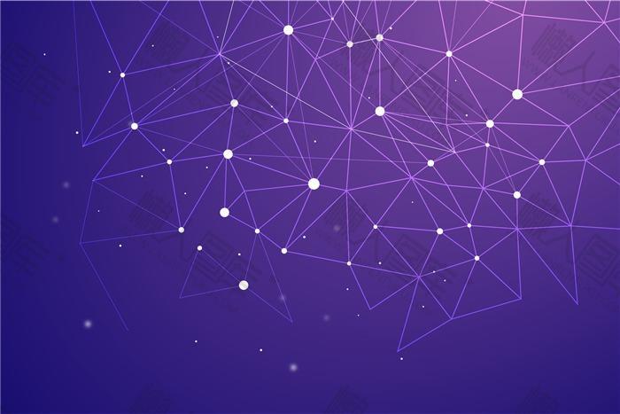 紫色点线科技网络背景