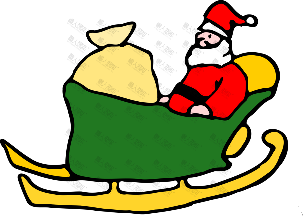 简笔画圣诞老人雪橇车