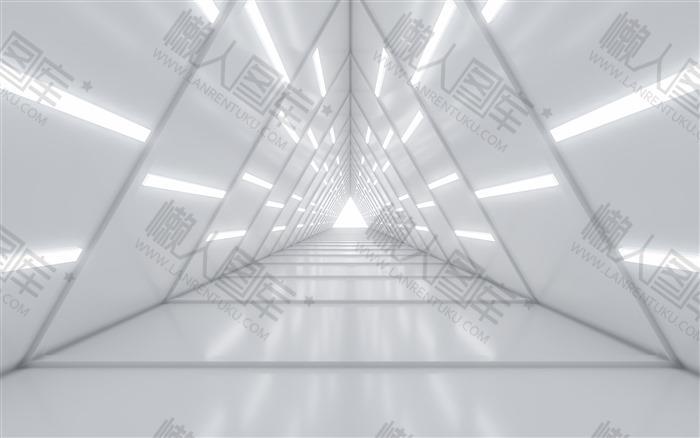 白色三维科技隧道背景