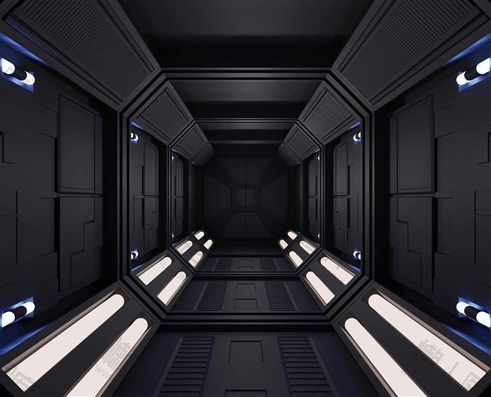 黑色空间感科技隧道背景