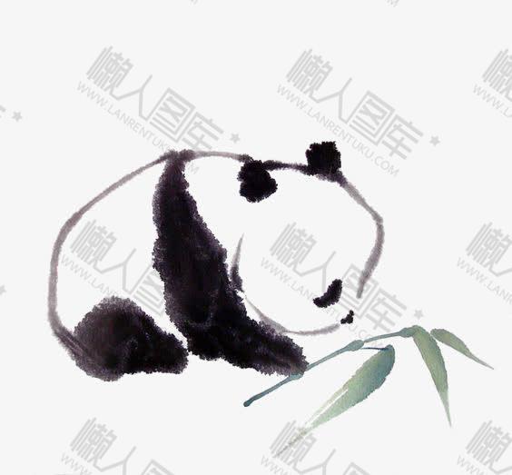 可爱水墨大熊猫图片图1