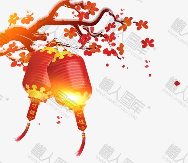 红色灯笼梅花装饰图1