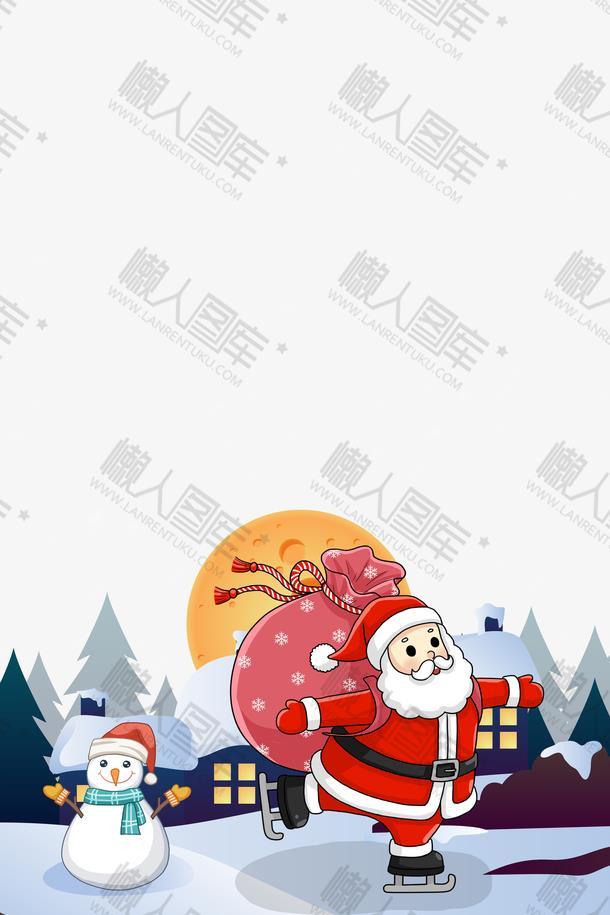圣诞老人雪人插画