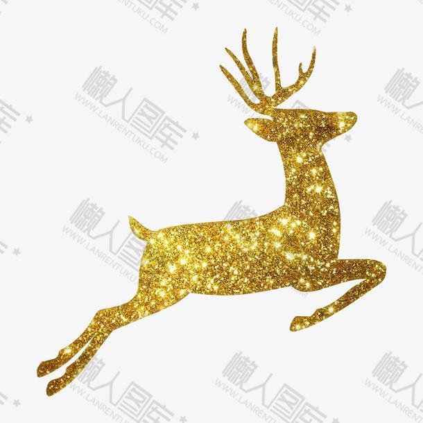 奔跑的金色圣诞麋鹿图1