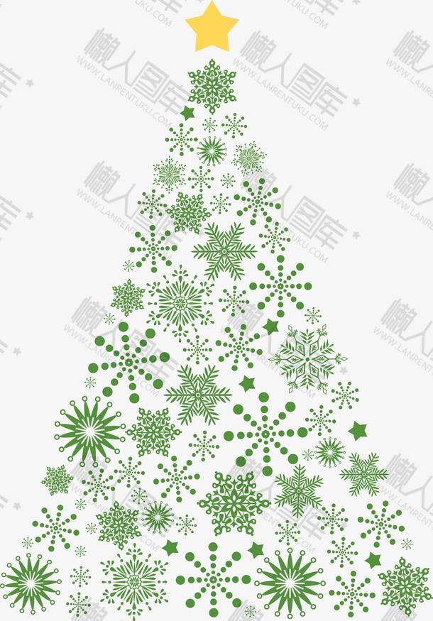 绿色雪花圣诞树圣诞元素图1