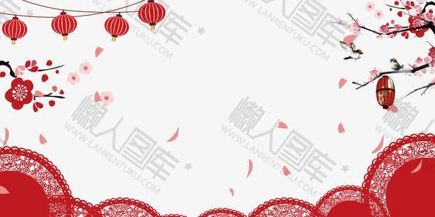 红色古典花边新年背景