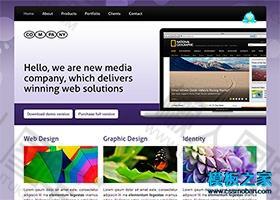 黑色导航栏紫色摄影博客网站模板