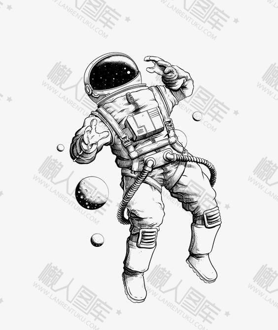 手绘素描宇航员插图
