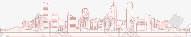 粉色手绘城市建筑矢量图