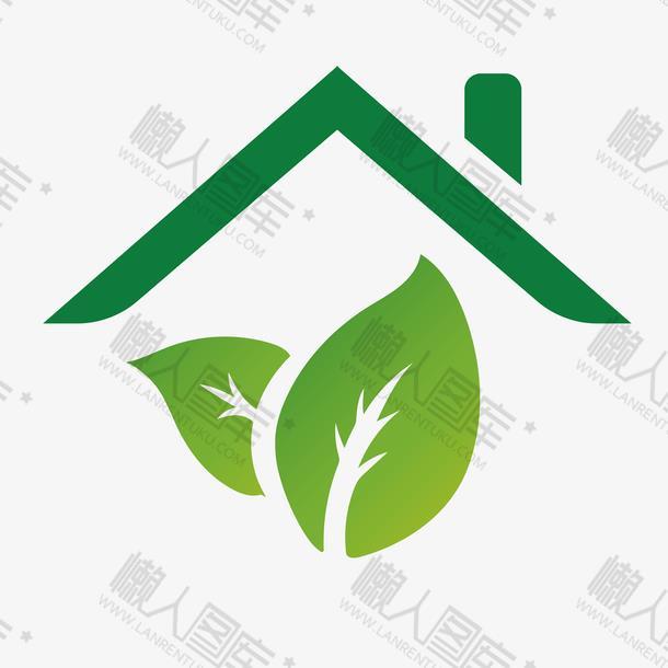 绿色环保房子小图标设计