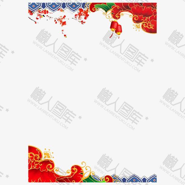 中国风新年红色背景边框
